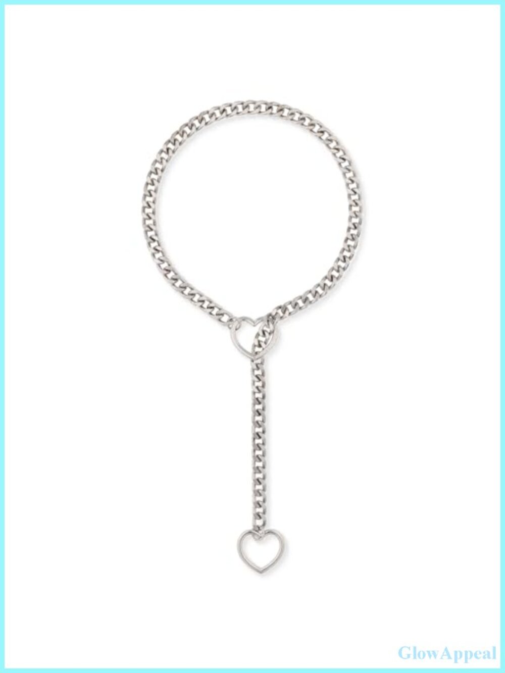 Cuban Chain Slip Necklace Heart O-Ring Adjustable 24 29 34 In